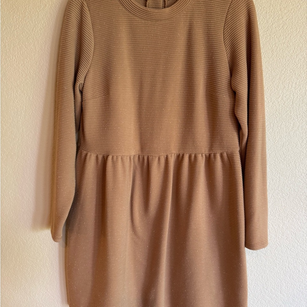 LOFT Brown Button Back Long Sleeve Dress